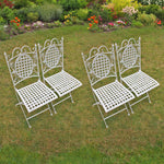 4 X Maribelle Folding Square Outdoor Garden Patio Chair White Floral Furniture