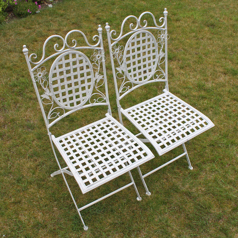 Maribelle Folding Garden Patio Furniture Set Round Table And Two Square Chairs