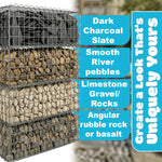 Woodside Gabion Basket Pack of 2 Heavy Duty Garden Mesh Wire Cages 30 x 30 x 60cm Galvanised Steel