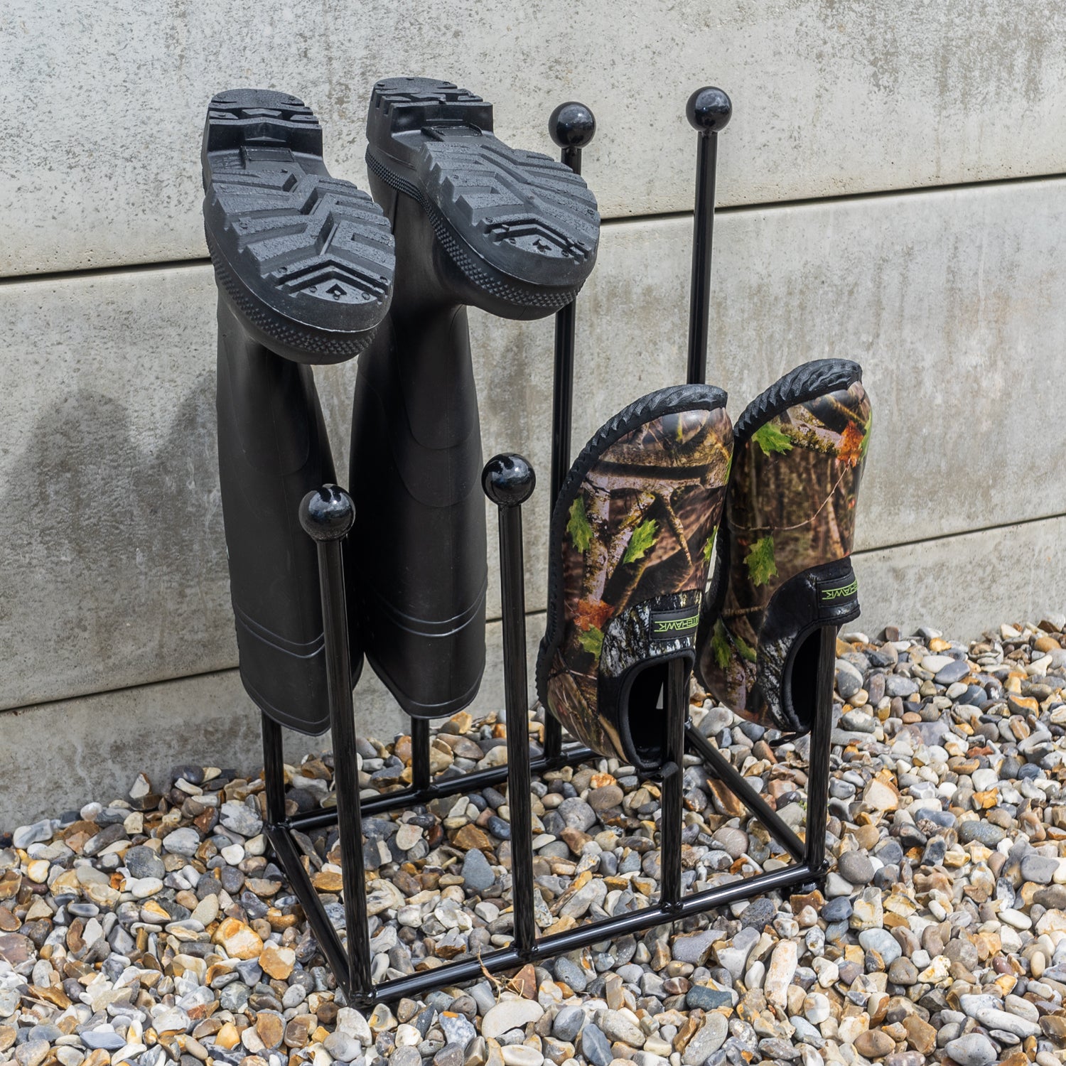 Woodside Morston Steel Wellington Boot Rack/Walking Boot Storage Stand, Indoor & Outdoor