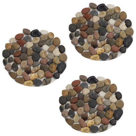 Woodside 33cm Decorative Garden Pathway Round Stepping Stones, Pack of 3