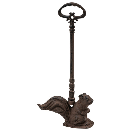 Woodside Heavy Duty Cast Iron Decorative Squirrel Shaped Door Stop, Doorstopper/Jammer