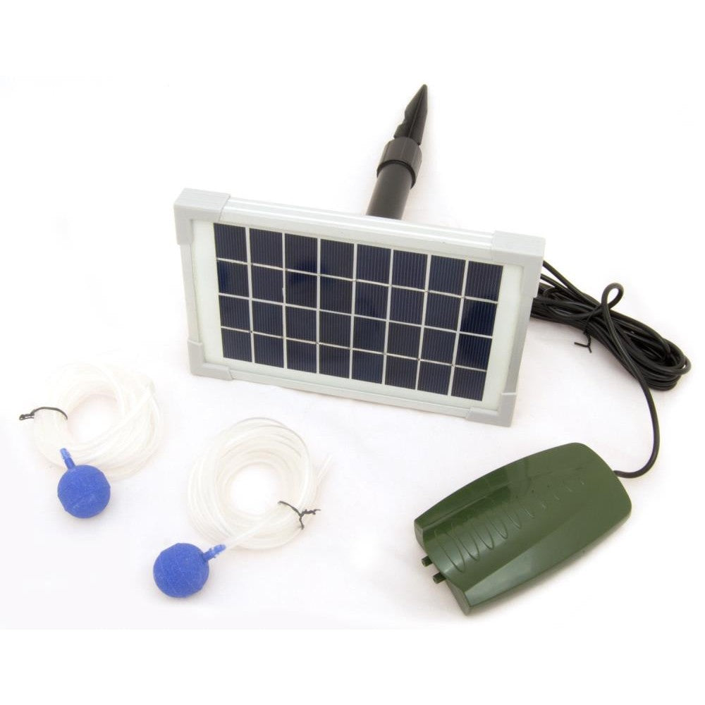 Oxbridge 2 Air Stone Aerator Pond Water Oxygenator Solar Powered Oxygen Pump