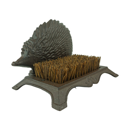 Woodside Hedgehog Cast Iron Boot Scraper & Brush Heavy Duty Outdoor Garden Shoe Cleaner