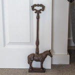 Woodside Heavy Duty Cast Iron Decorative Horse Shaped Door Stop with Handle, Doorstopper/Jammer