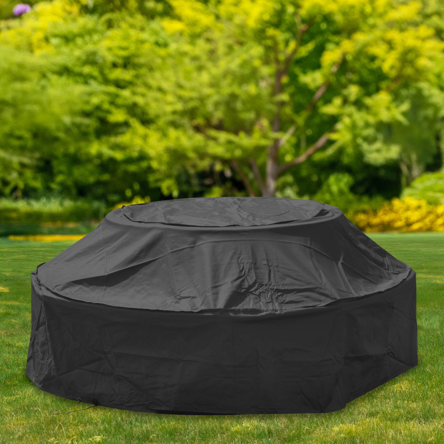 Woodside Black Waterproof Outdoor 8 Seater Round Picnic Table Cover