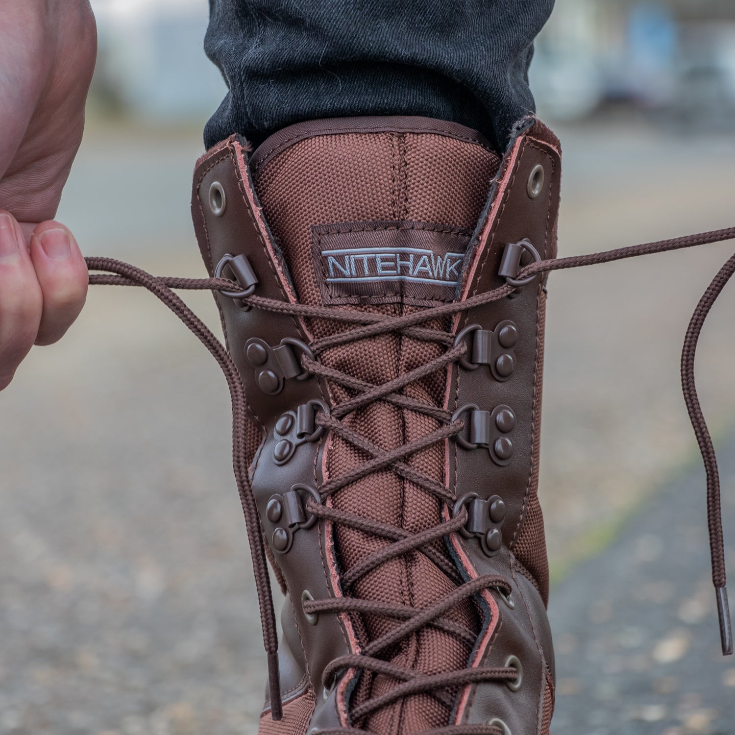 Nitehawk Army/Military Patrol Brown Leather Combat Boots Outdoor Cadet Security