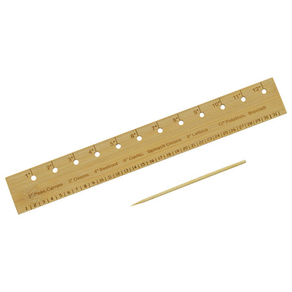 Woodside Bamboo Seed Planting Ruler – 12” Garden Tool with Dibber for Sowing Herbs & Veg