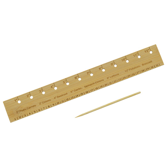 Woodside Bamboo Seed Planting Ruler – 12” Garden Tool with Dibber for Sowing Herbs & Veg