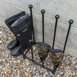 Woodside Morston Steel Wellington Boot Rack/Walking Boot Storage Stand, Indoor & Outdoor