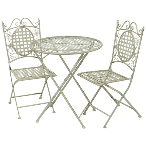 Maribelle Folding Garden Patio Furniture Set Round Table And Two Square Chairs