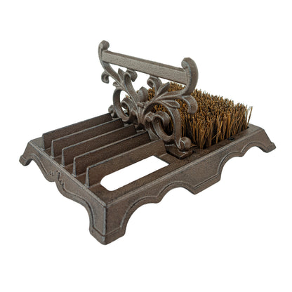 Woodside Victorian Cast Iron Boot Scraper & Brush – Durable Outdoor Mud Cleaner for Garden & Home Entrances