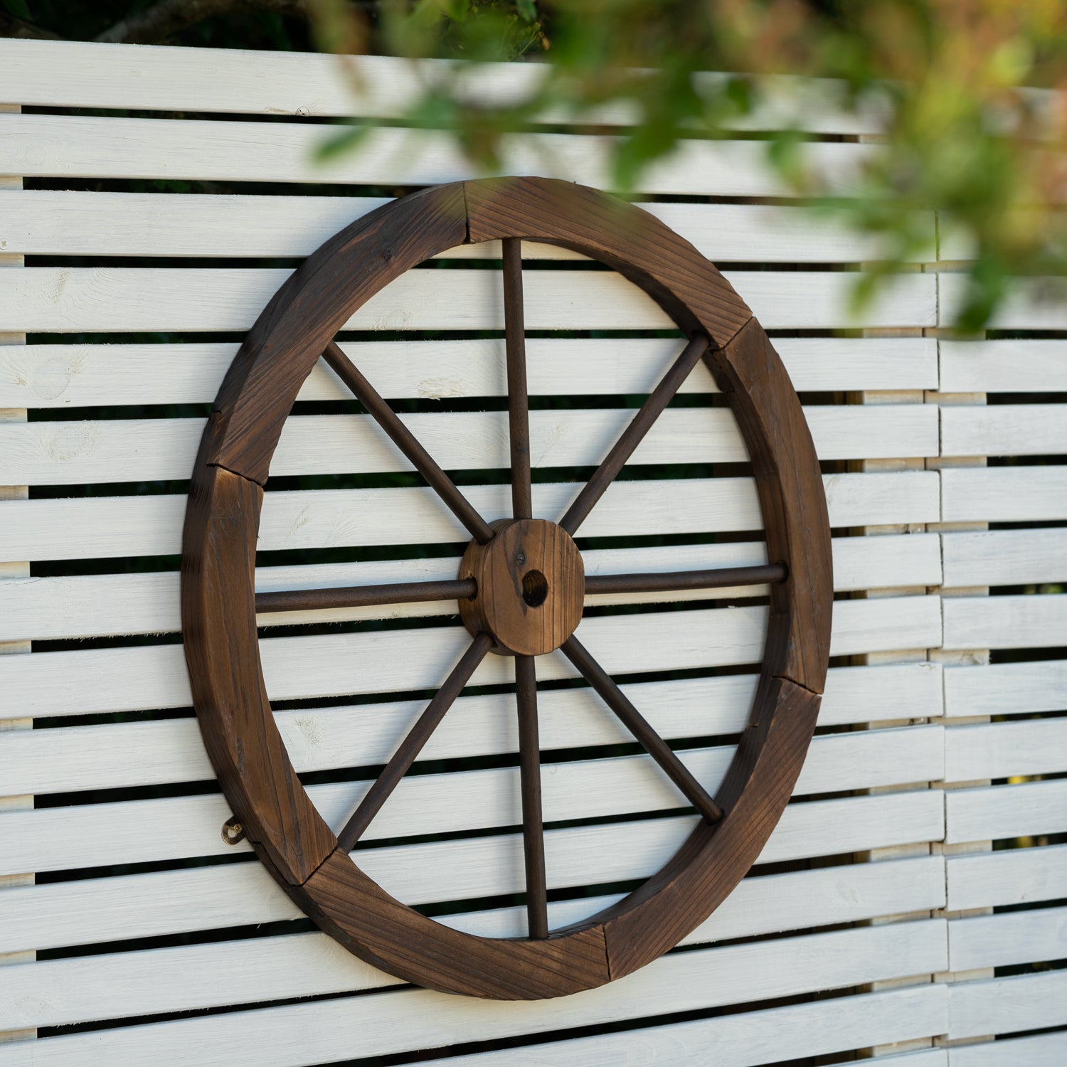 Woodside Decorative Rustic/Vintage Garden Wooden Wagon Wheel Ornament