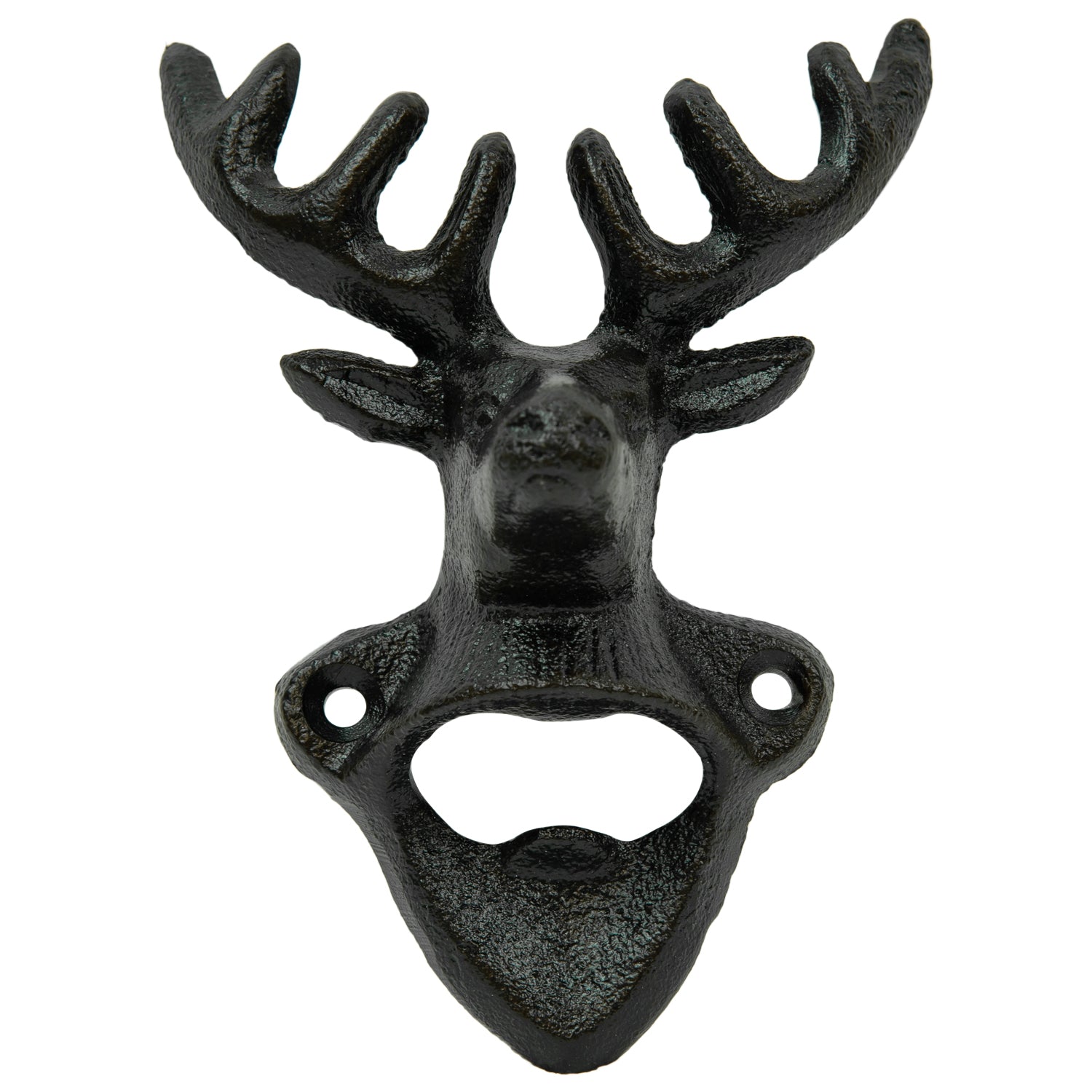 Woodside Wall Mounted Cast Iron Deer Head Beer Bottle Opener, Rustic/Antique