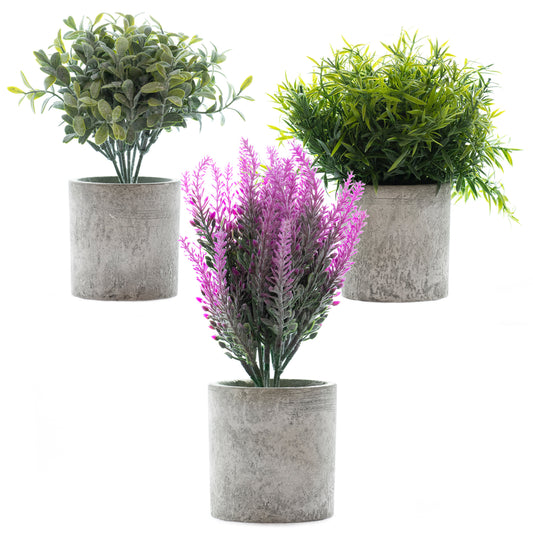 Woodside Pack of 3 Mini Potted Artificial Indoor Home & Office Plants