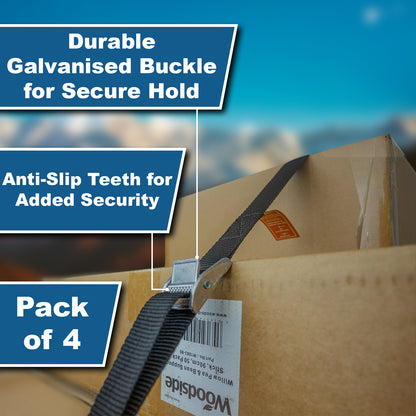 Andes 4 Pack Tie Down Straps 2m Heavy Duty Cargo & Camping Straps with Anti-Slip Buckles