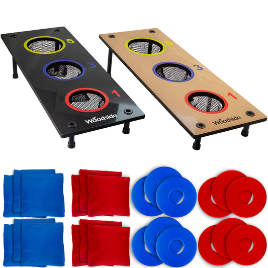 Woodside Bean Bag Toss Games Set – Outdoor Garden Throwing Game with Bean Bags & Rings for Family Fun