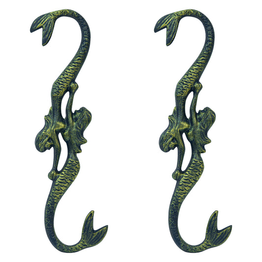 Woodside Cast Iron Decorative Indoor/Outdoor Garden Mermaid Bird Feeder S Hooks Pack of 2