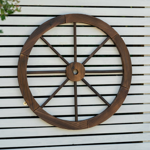 Woodside Decorative Rustic/Vintage Garden Wooden Wagon Wheel Ornament