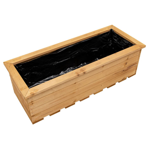 Woodside Reedham Stained Wooden Garden Trough Planter/Flower Trough Box, 95 Litres