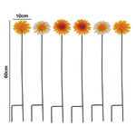 Woodside Yellow & Orange Ornamental Metal Garden Daisy Flower Stakes, Pack of 6