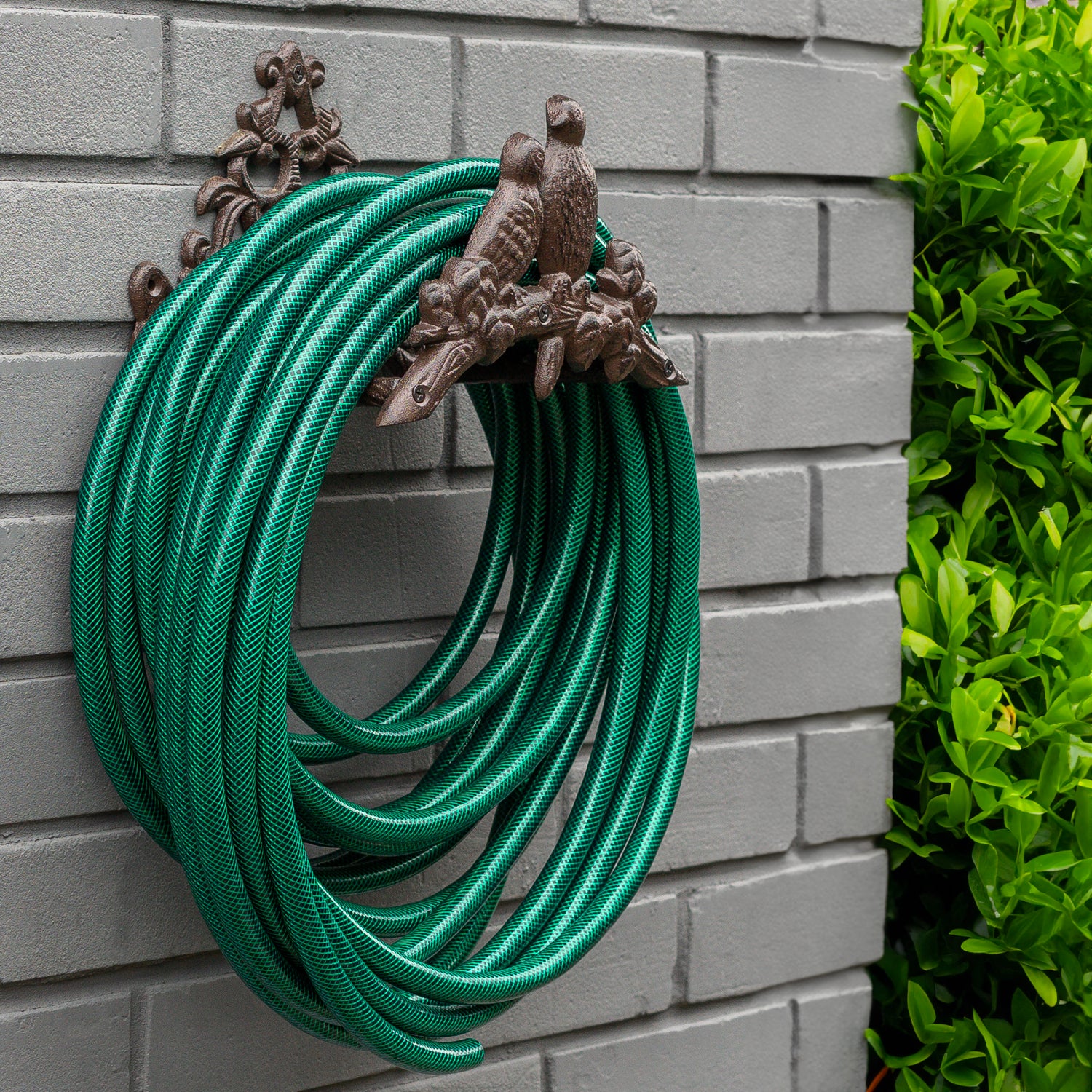 Woodside Cast Iron Wall Mounted Garden Water Hose Reel Holder Hanger Hook