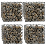 Woodside Gabion Basket Pack of 4 Heavy Duty Garden Mesh Wire Cages 30 x 30 x 30cm Galvanised Steel