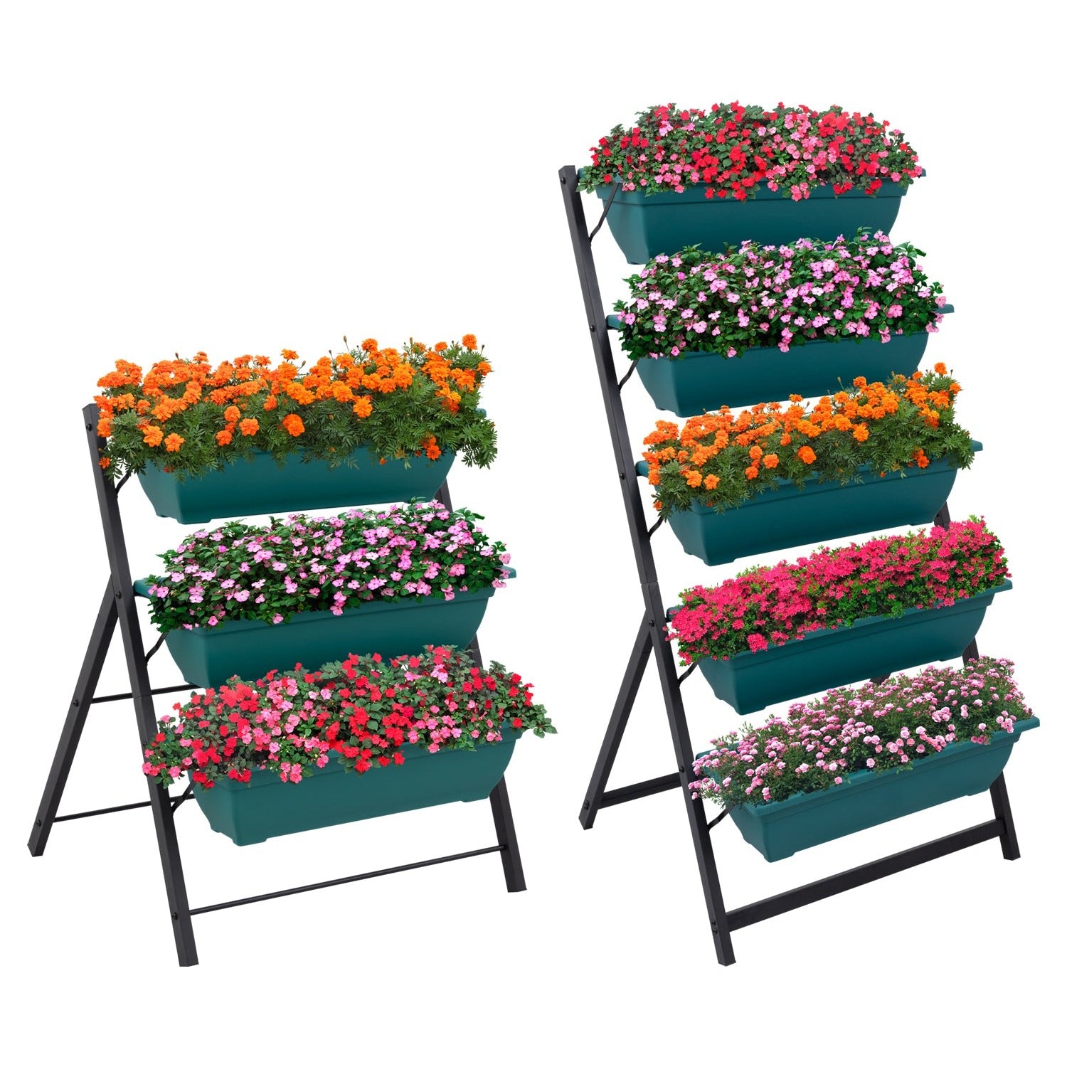 Woodside Drayton 3/5 Tier Metal Garden Planter Stand, Outdoor Plant Herb Display Shelves