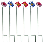 Woodside Pink & Purple Ornamental Metal Garden Daisy Flower Stakes, Pack of 6