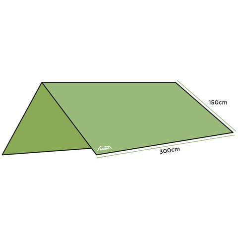 Andes Waterproof Camping Tarpaulin, 3m x 3m with Pegs & Guylines Included