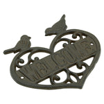 Woodside Decorative Cast Iron Heart Shape Wall Mounted Garden/Home Welcome Sign