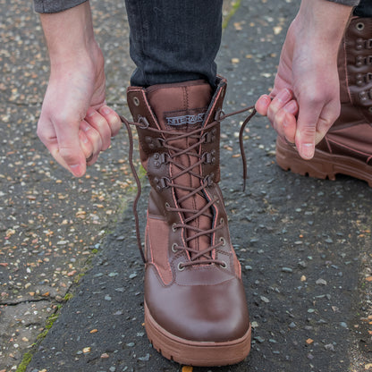 Nitehawk Army/Military Patrol Brown Leather Combat Boots Outdoor Cadet Security