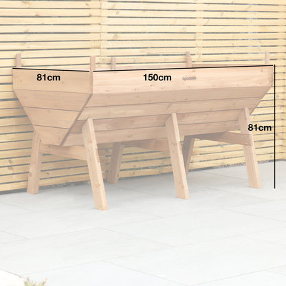 Woodside Raised Wooden Garden Bed Planter, Plants & Vegetable/Herb Box, Large 150cm