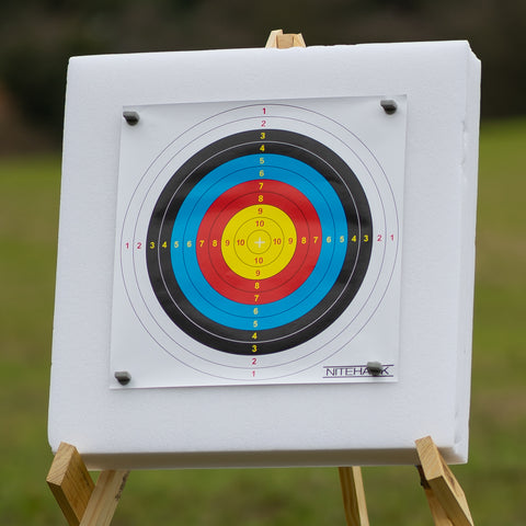 Nitehawk 60x60cm Archery Self Healing Foam Target Board + 20 Paper Faces