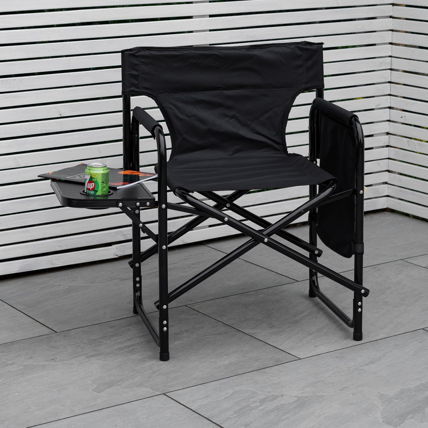 Andes Aluminium Folding Camping/Garden/Fishing Directors Chair with Side Table