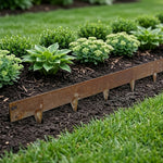 Woodside 5m Steel Lawn Border Edging - Set Rust Finish – Flexible Rustic Garden Border with Spikes