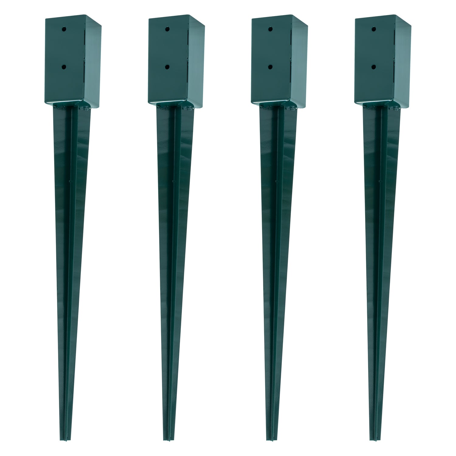 Woodside Steel Fence Post Holders Heavy Duty Ground Stakes – 100mm/4” Square Pack of 4