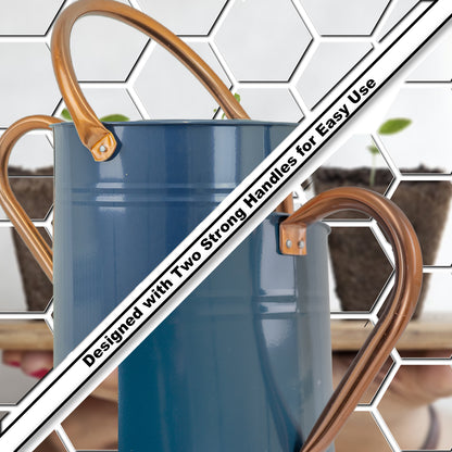 Woodside 9L Teal Metal Watering Can – Heavy Duty Garden Watering Can with Detachable Rose