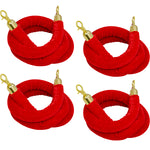 Hausen Red Velvet Barrier Rope Gold 4 Pack – Premium 1.5m Velvet Queue Barrier Ropes with Gold Clips for Events, Venues, Hotels and Exhibitions