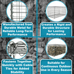 Woodside Gabion Basket Pack of 2 Heavy Duty Garden Mesh Wire Cages 30 x 30 x 60cm Galvanised Steel