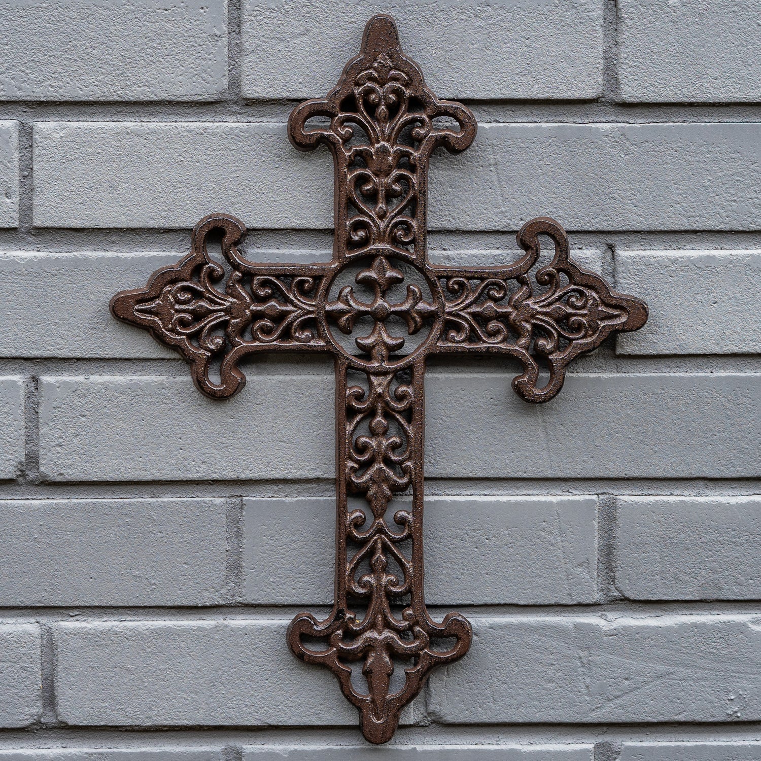 Woodside Cast Iron Home/Garden Cross Wall Mounted Decoration, Indoor/Outdoor