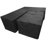 Woodside Black L Shape Outdoor Dining Waterproof Patio Set Cover Rattan