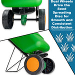 Woodside 12L Large Capacity Lawn Seed & Fertiliser Drop Spreader with Adjustable Spread Settings and All-Terrain Wheels