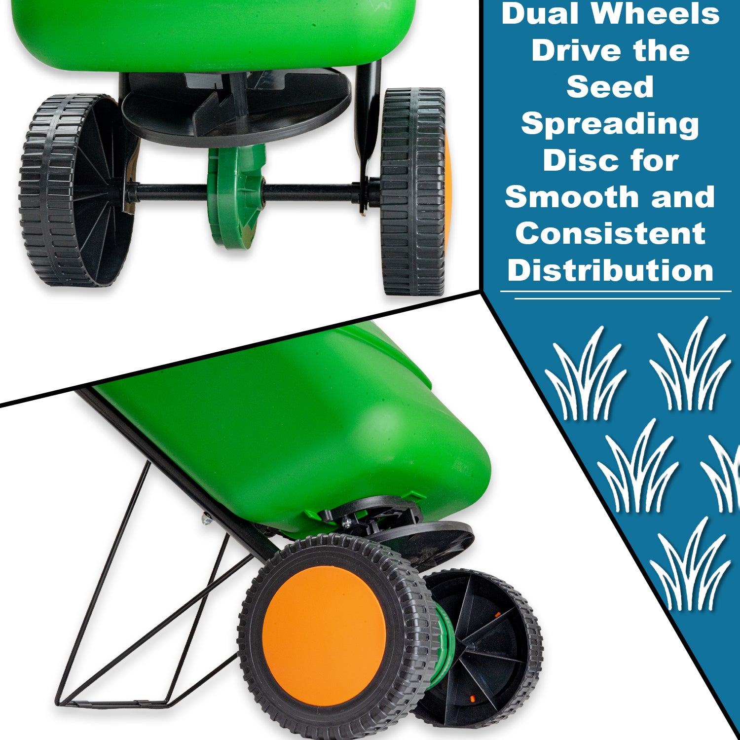 Woodside 12L Large Capacity Lawn Seed & Fertiliser Drop Spreader with Adjustable Spread Settings and All-Terrain Wheels