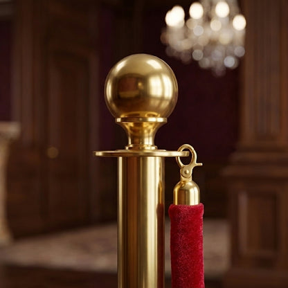 Hausen Red Velvet Barrier Rope Gold 12 Pack – Premium 1.5m Velvet Queue Barrier Ropes with Gold Clips for Events, Venues, Hotels and Exhibitions