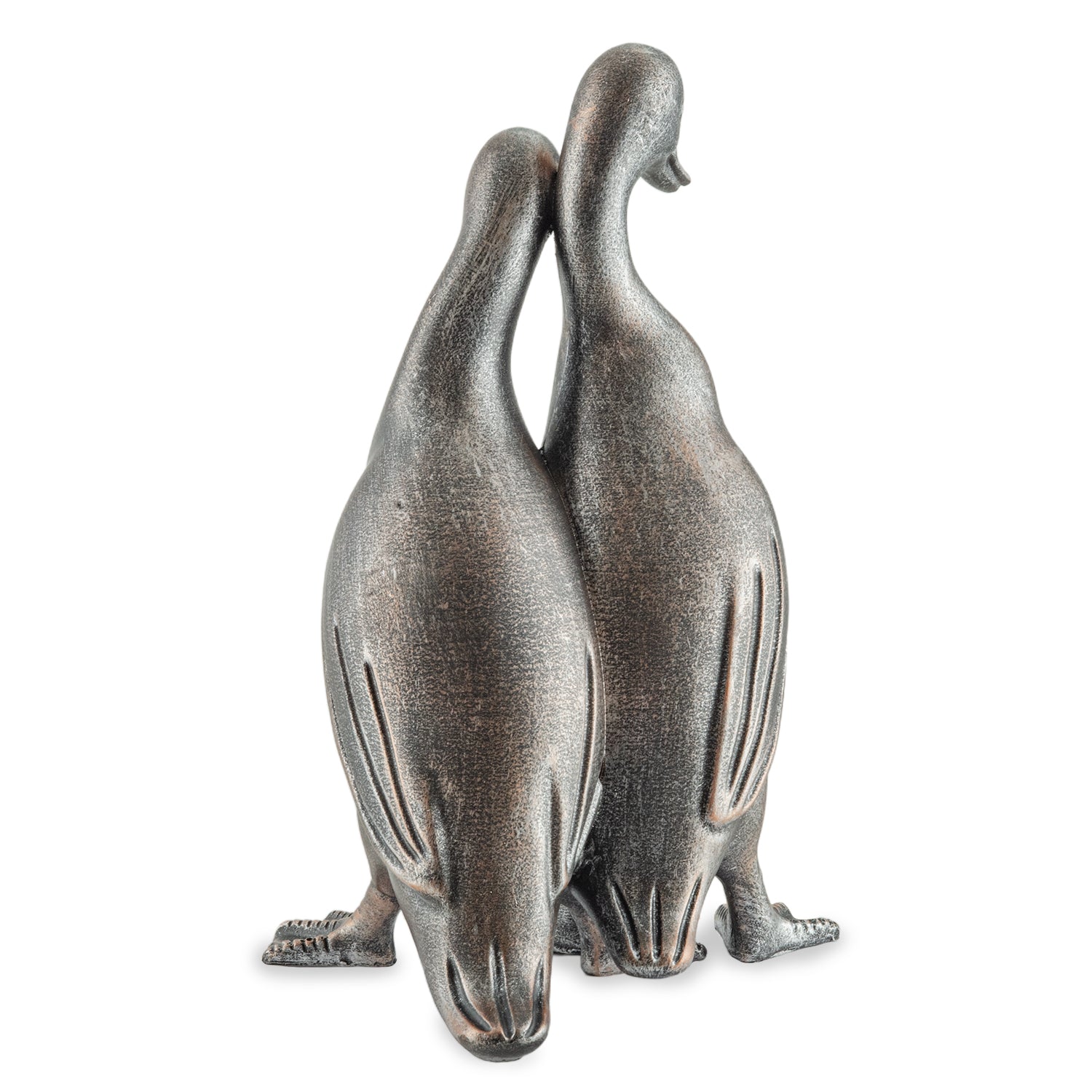 Woodside Large Standing Ducks Garden Ornament Pair Decorative Bronze Effect Resin Duck Statues
