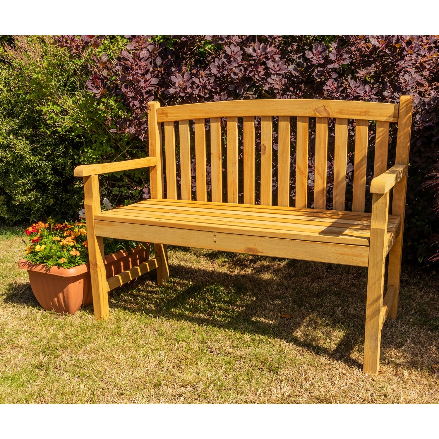 Woodside Narford Outdoor Wooden 2 Seater Bench Garden Patio Furniture