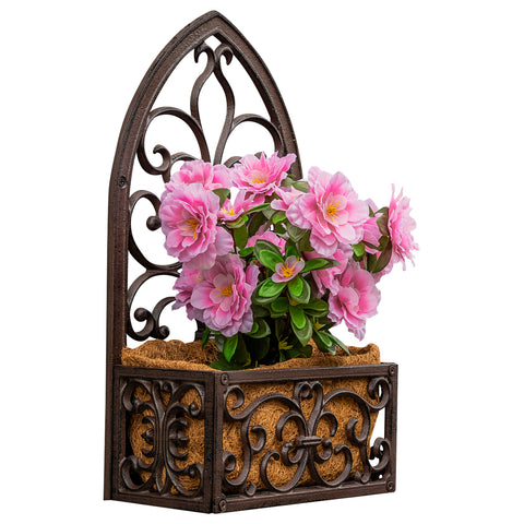 Woodside Cast Iron Wall Mounted Hanging Garden Planter Basket with Coco Liner