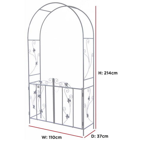 Woodside Lamas Decorative Metal Garden Arch With Gate