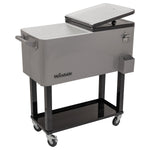 Woodside 76L Rolling House Party/BBQ Drinks Cooler, Cool Box Ice Bucket Cart